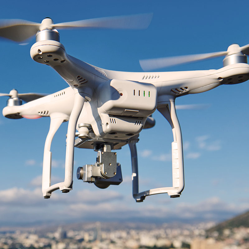 drone flying over area